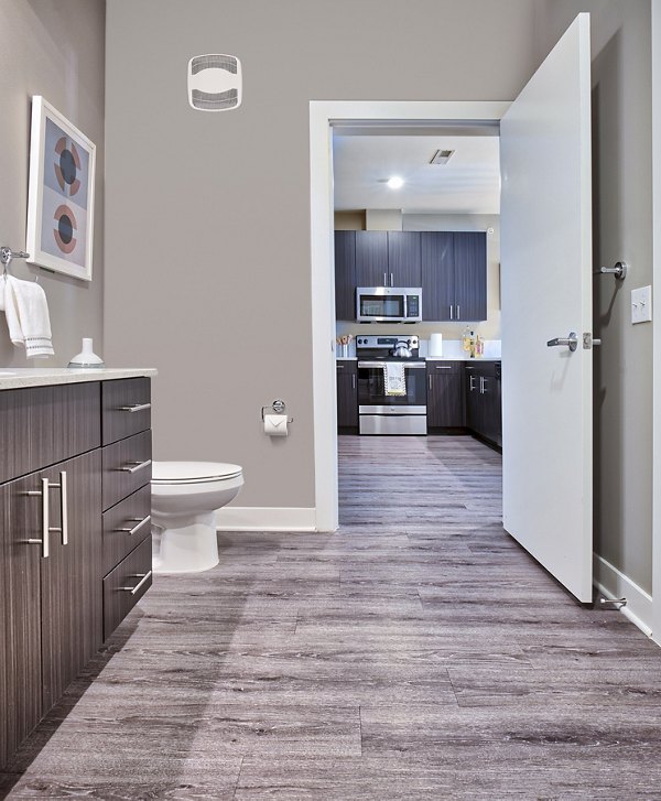 Modern bathroom with sleek fixtures at Ridge at Robinson Apartments