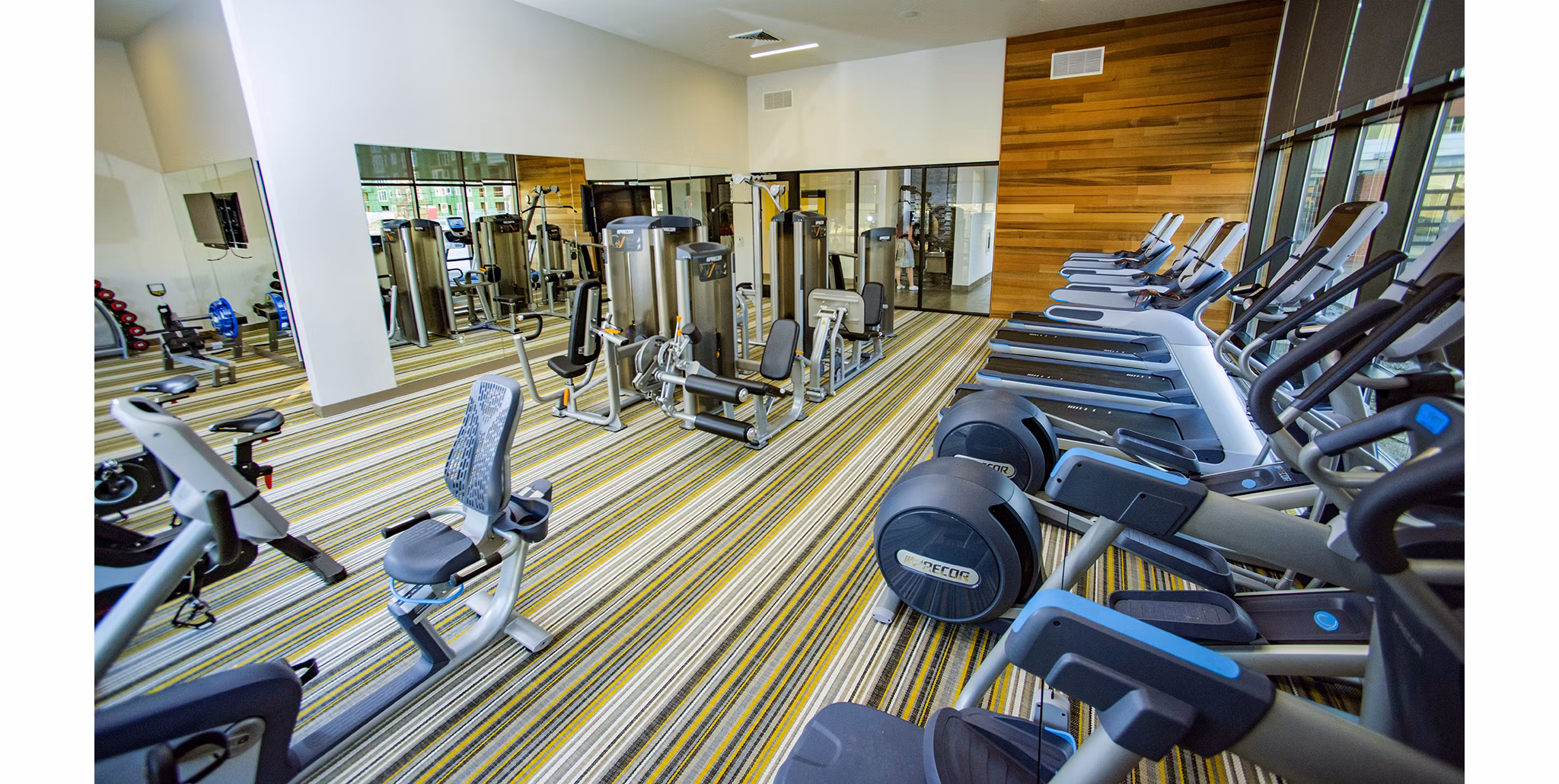 Modern fitness center with state-of-the-art equipment at Ridge at Robinson Apartments