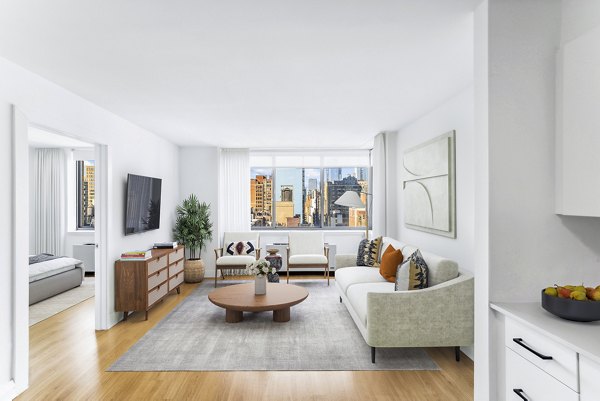 living room at 800 Sixth Apartments