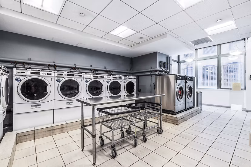 Modern laundry facility at 800 Sixth Apartments