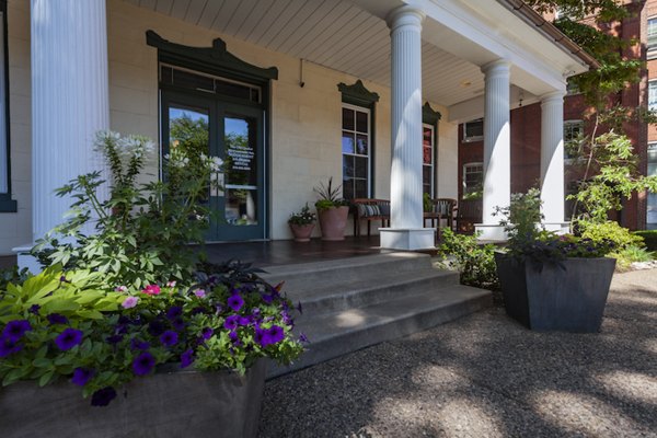 Elegant clubhouse with modern design at Old Quaker Building Apartments, offering luxury amenities for residents