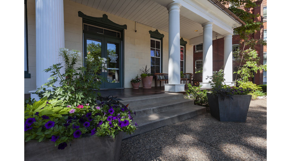 Elegant clubhouse with modern design at Old Quaker Building Apartments, offering luxury amenities for residents