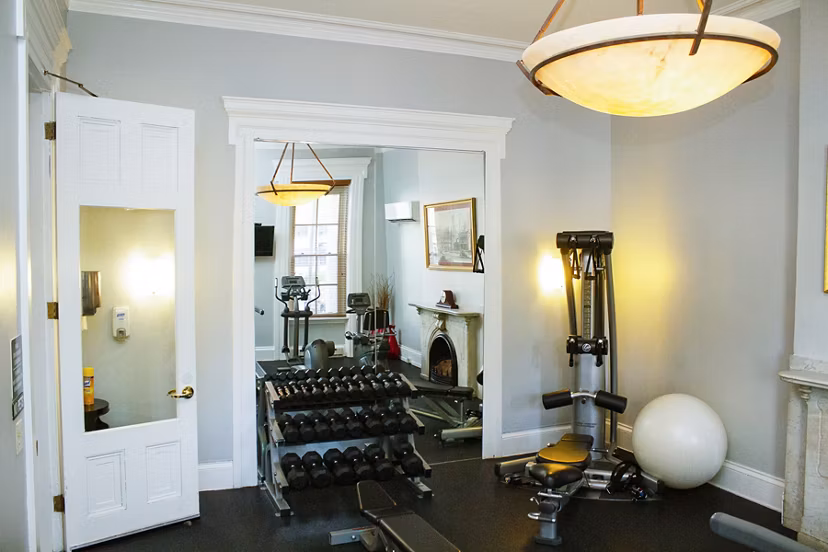 Fitness center with state-of-the-art equipment at Old Quaker Building Apartments in Philadelphia