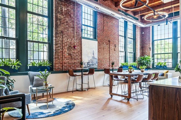 Modern clubhouse with sleek design at Logan Lofts Apartments