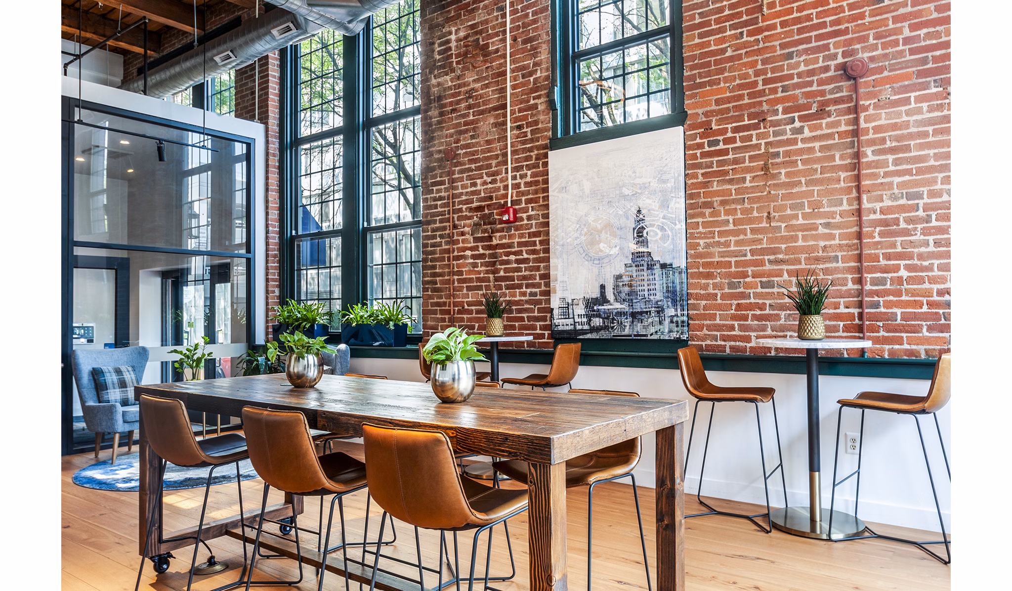 Contemporary clubhouse featuring modern design elements at Logan Lofts Apartments