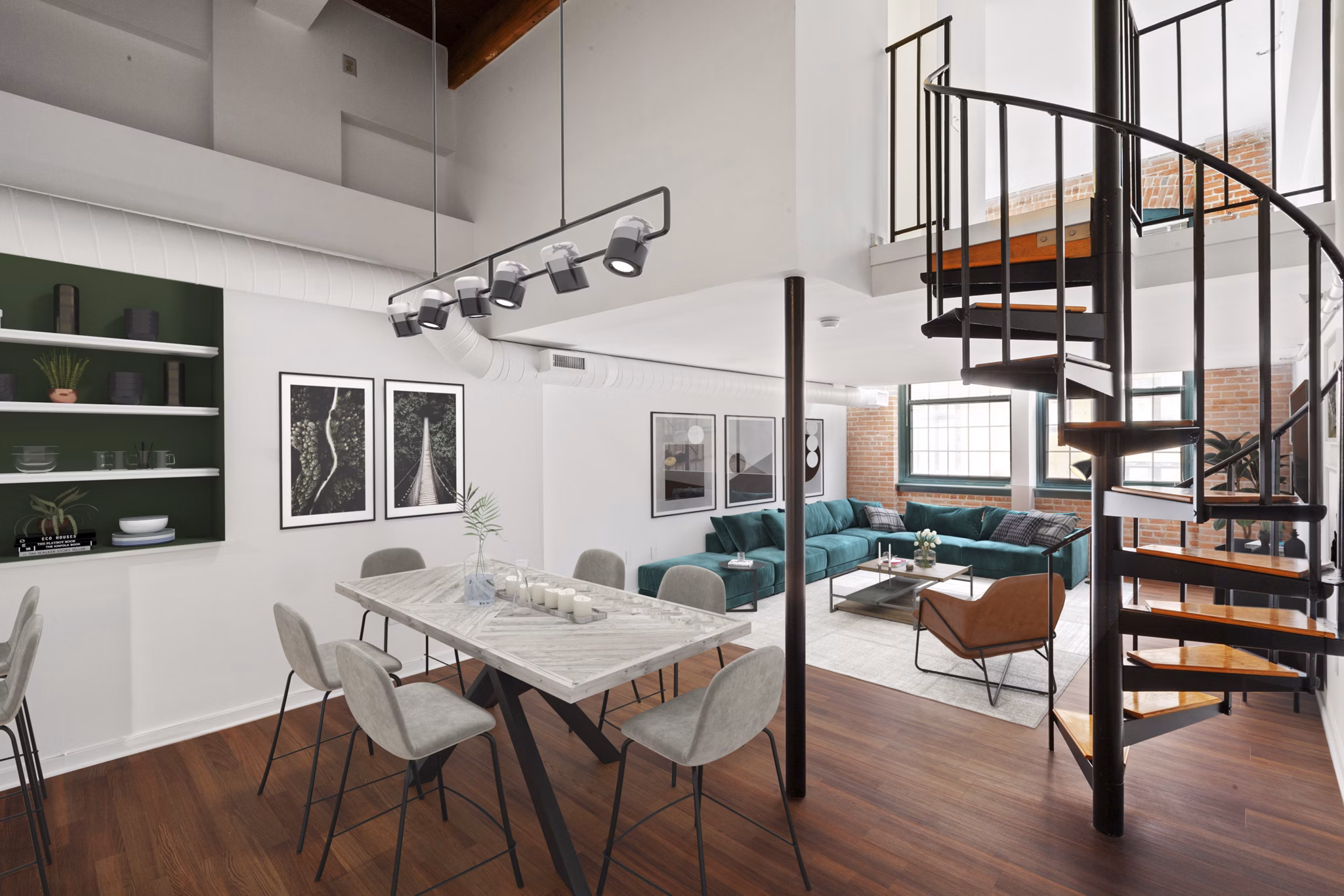 Stylish dining area with elegant furniture at Logan Lofts luxury apartments
