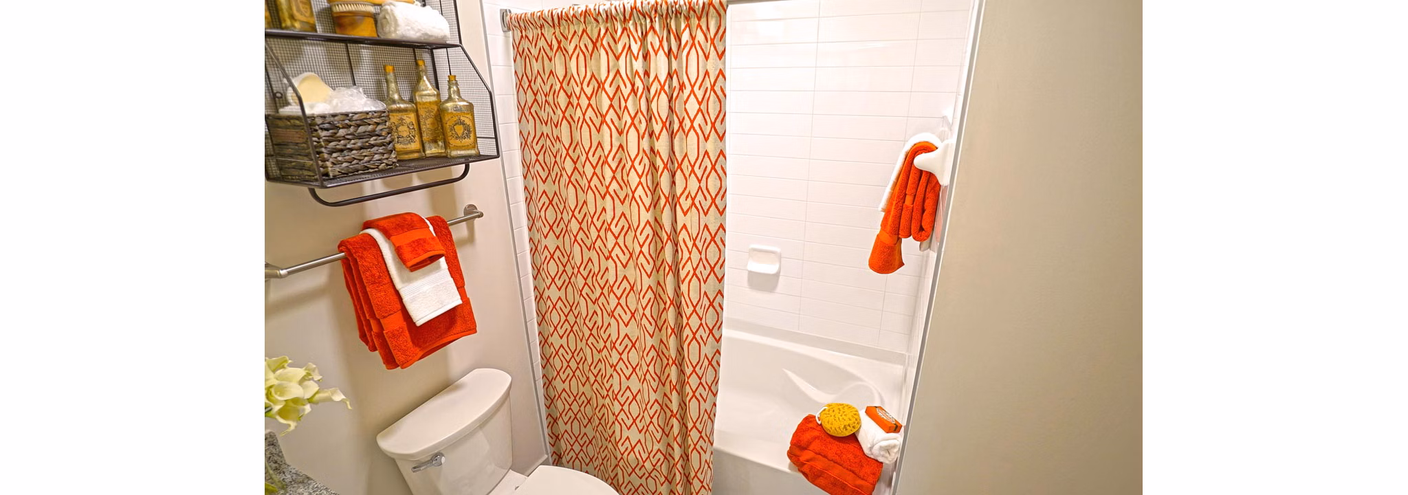 Bathroom with modern fixtures and sleek marble countertops at Avia Apartments