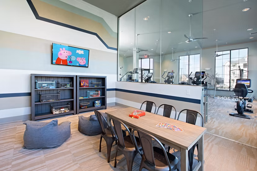 Stylish clubhouse with modern seating at Avia Apartments