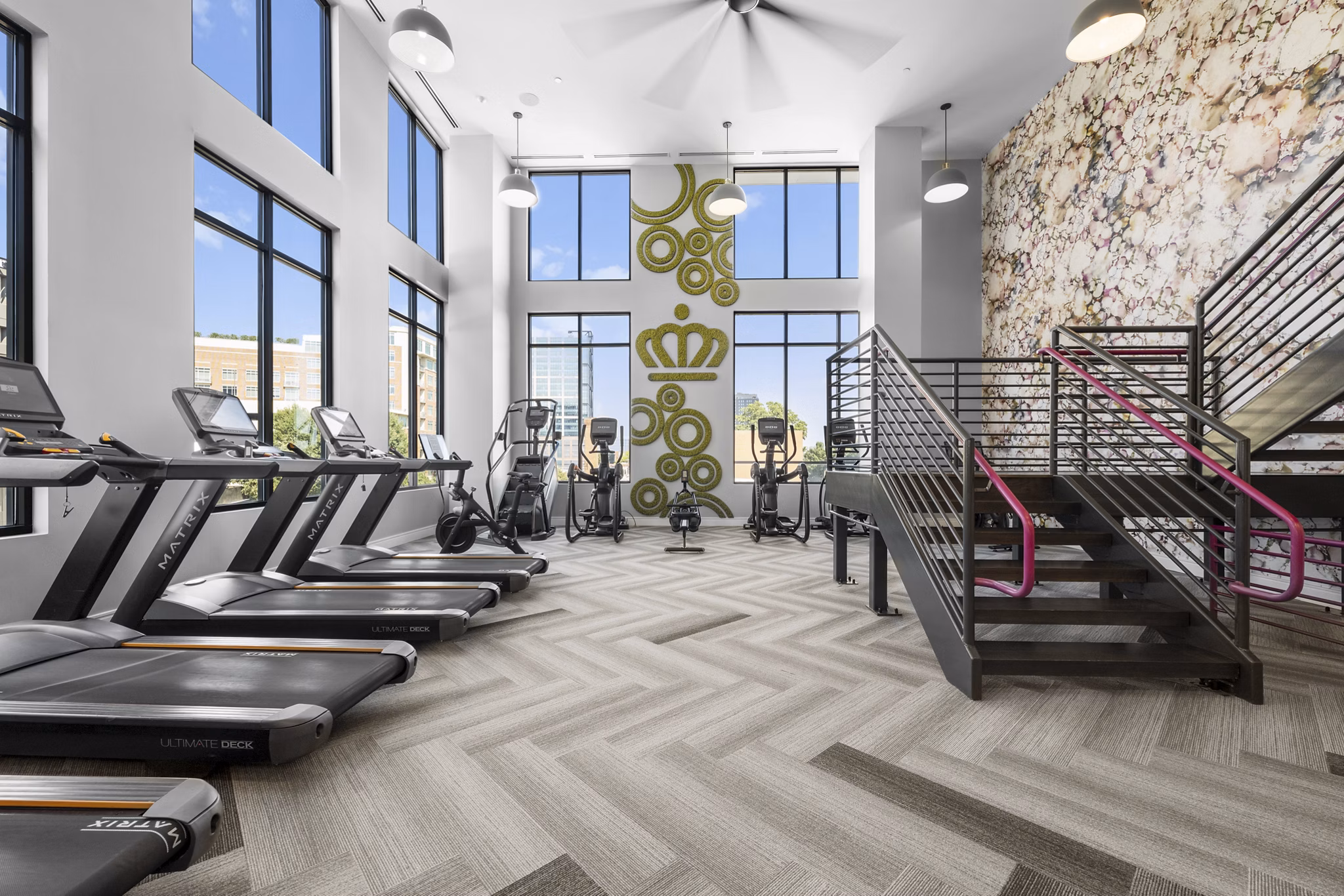 fitness center at The Atherton Apartments