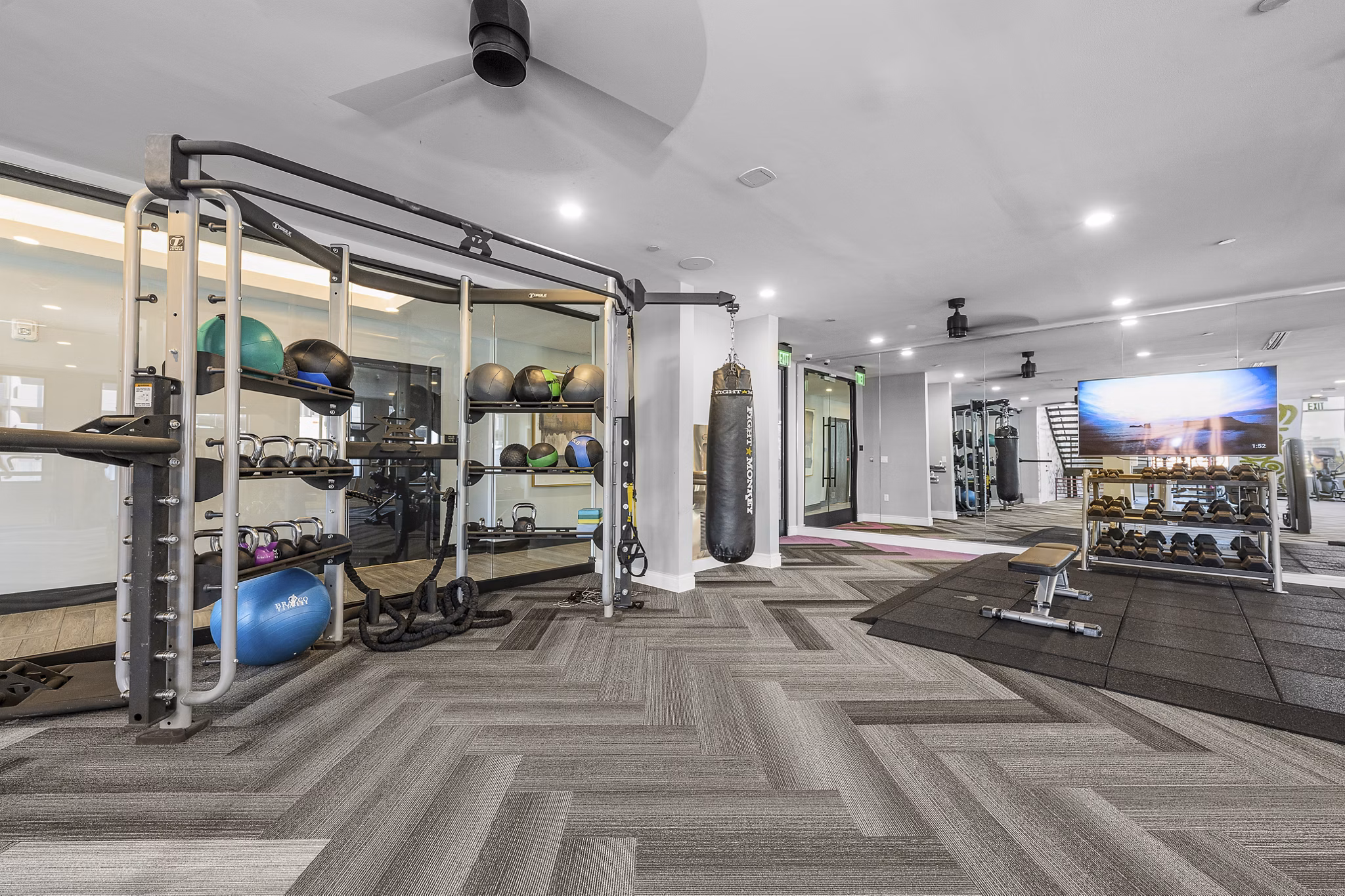 fitness center at The Atherton Apartments