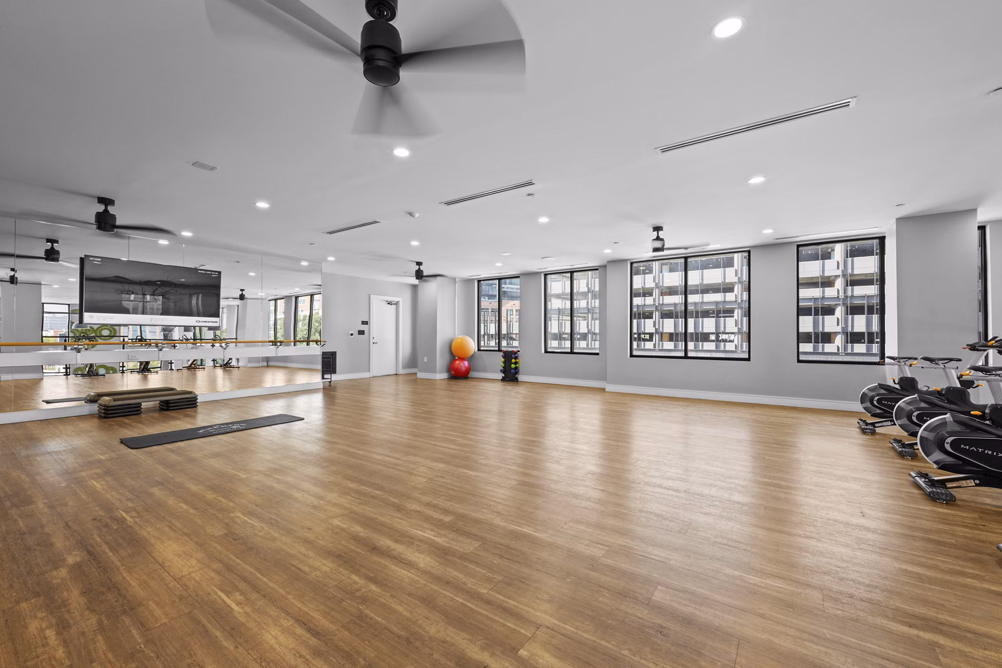 fitness center at The Atherton Apartments