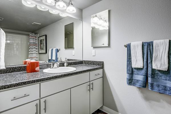 bathroom at The Huntington Apartments