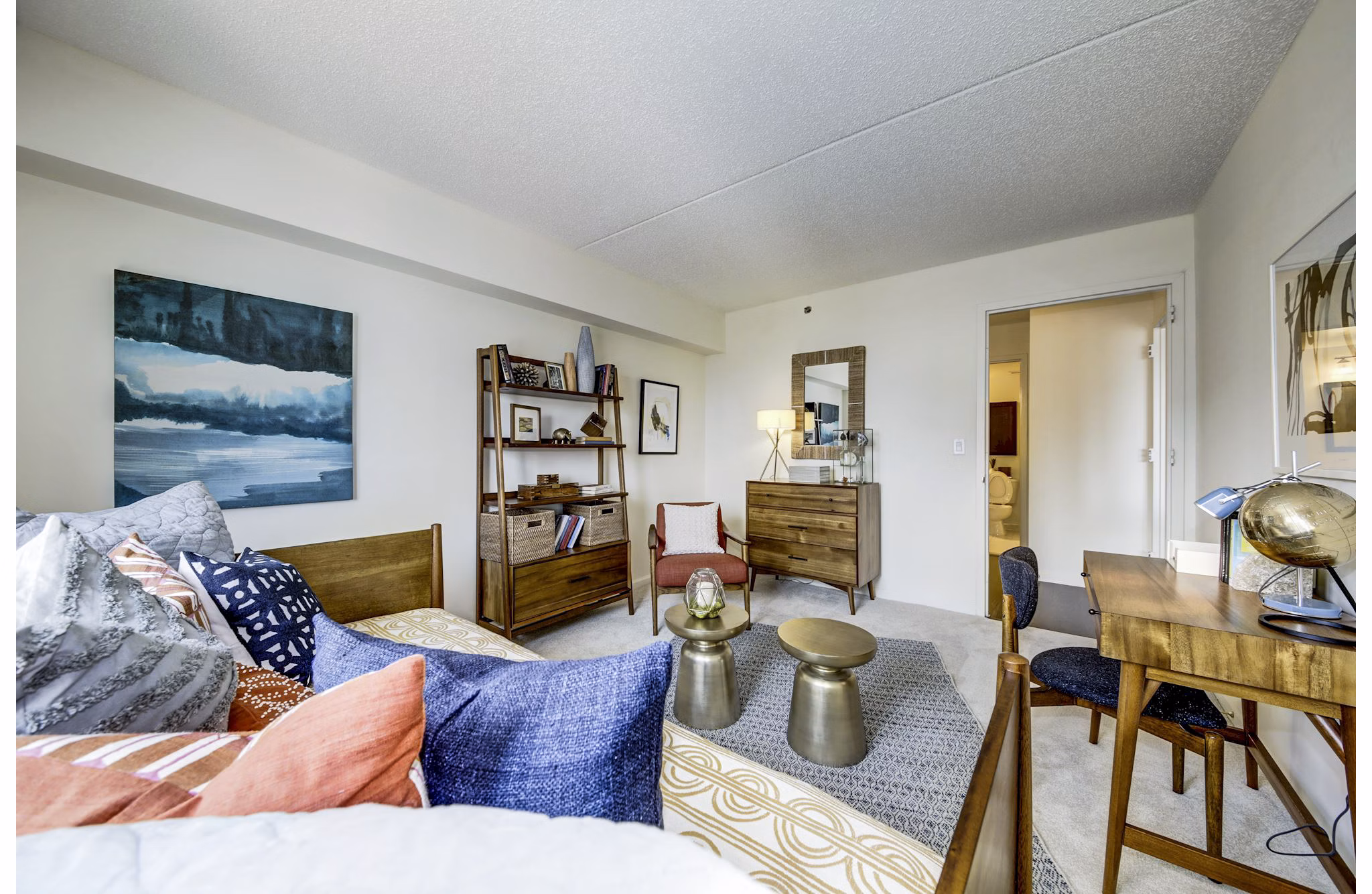 Bedroom with scenic waterfront view at Half Moon Harbour Apartments