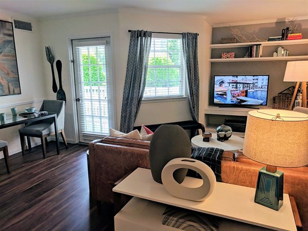 Elegant living room with modern decor and ample seating at Mountain View Crossing luxury apartments