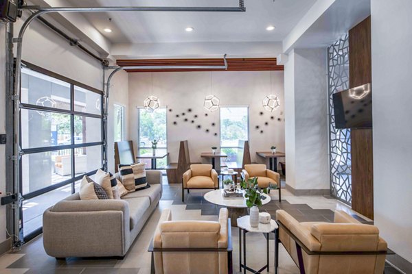 Elegant clubhouse lobby with contemporary seating at Broadstone on Trinity Apartments