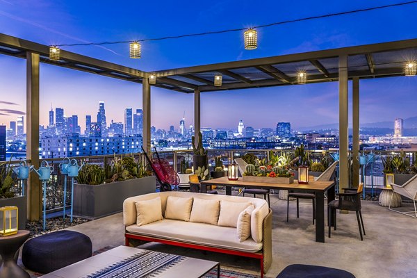 Private balcony with city views at AMP Lofts Apartments