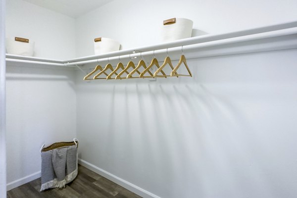Spacious bedroom closet with ample storage space in AYA ABQ Apartments