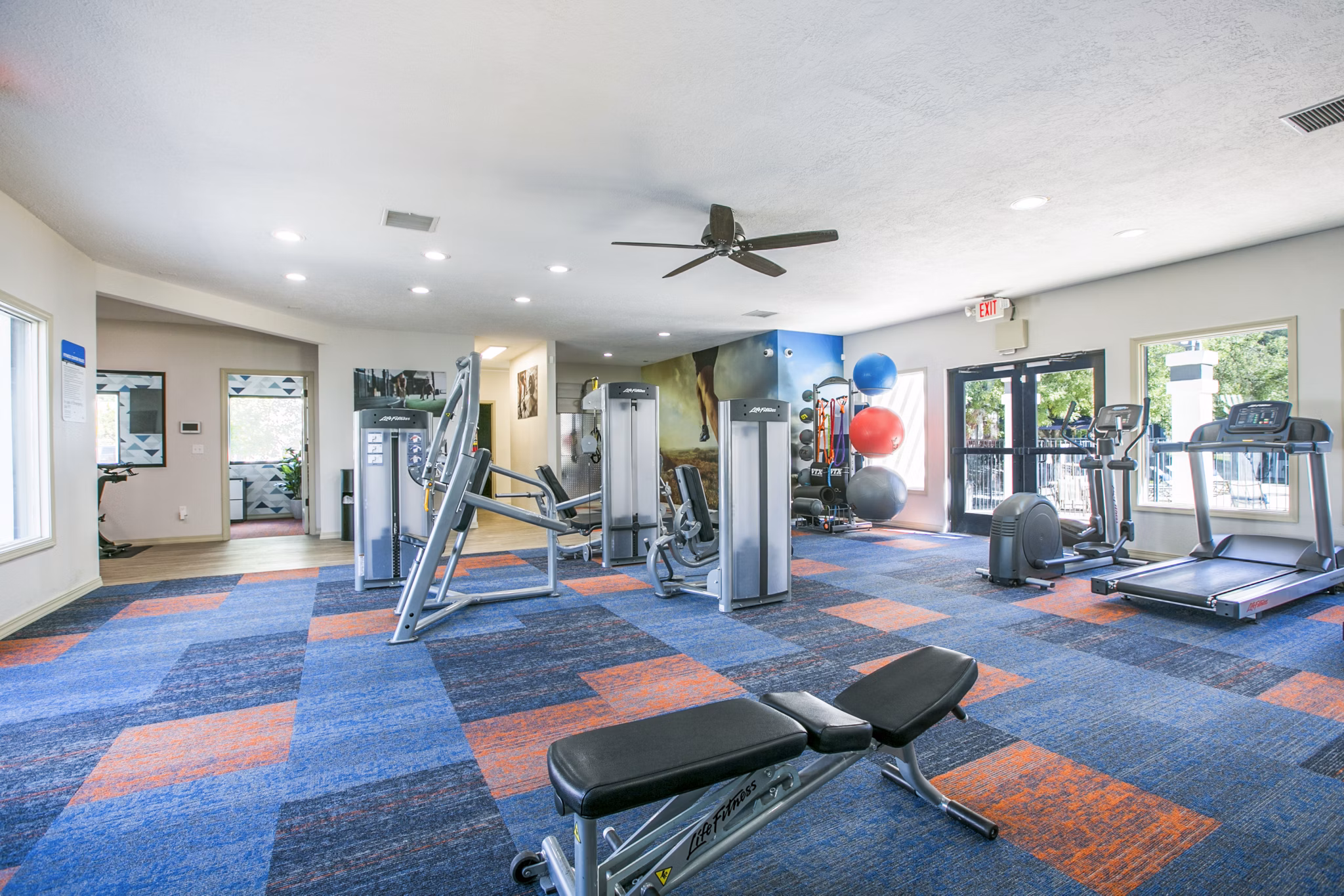 State-of-the-art fitness center featuring modern equipment at AYA ABQ Apartments