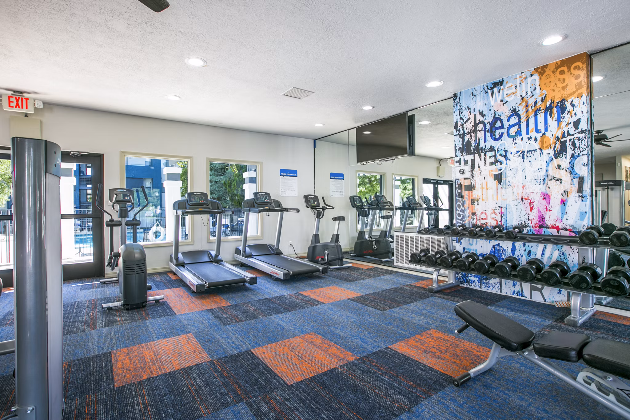 State-of-the-art fitness center with modern equipment at AYA ABQ Apartments
