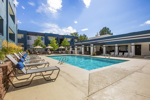 Luxurious poolside view at AYA ABQ Apartments perfect for relaxation and leisure
