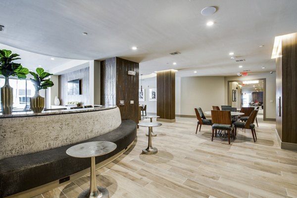 Clubhouse with modern decor at 1414 Texas Downtown Apartments, featuring luxury amenities in a central urban location