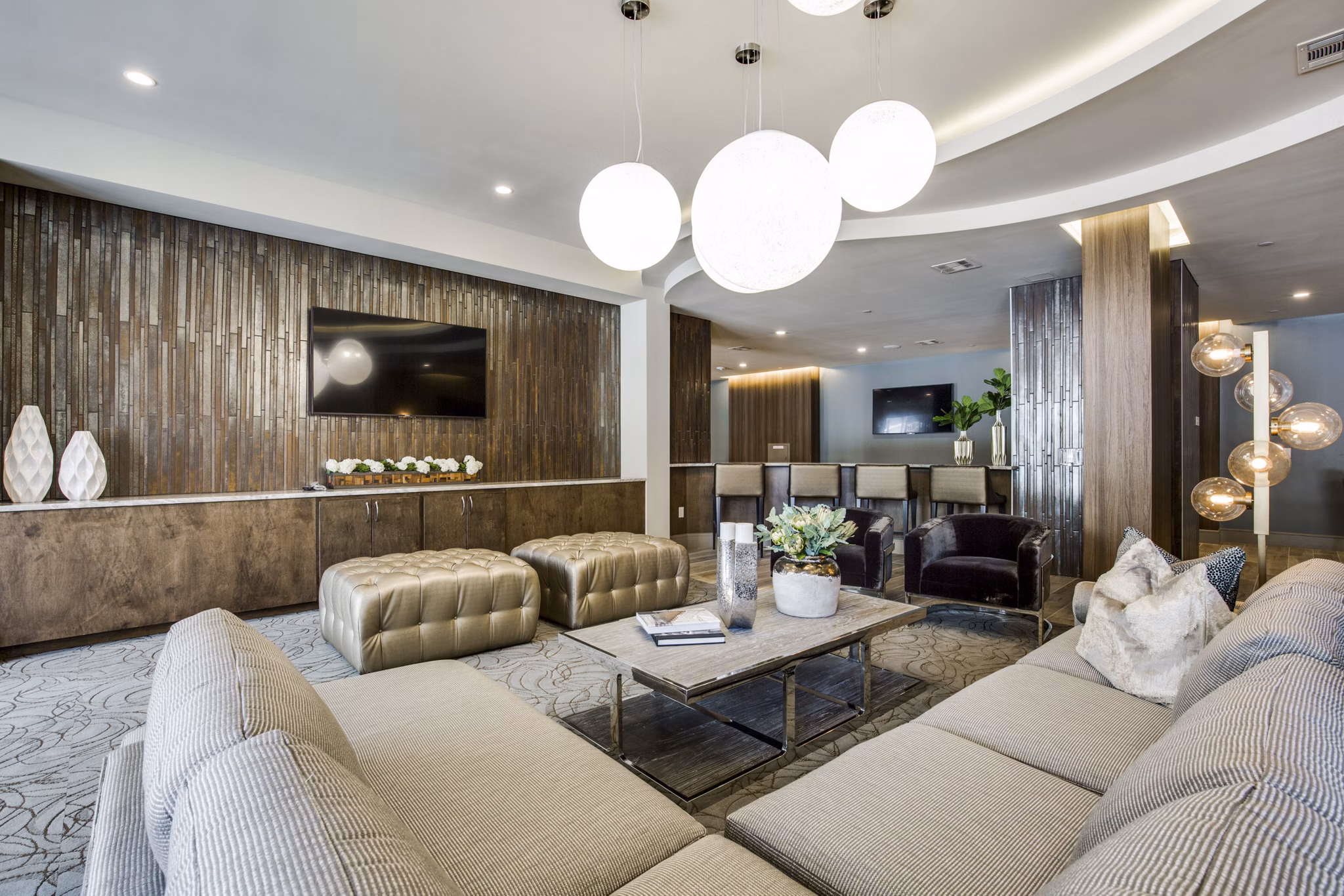 Elegant clubhouse at 1414 Texas Downtown Apartments with modern design and comfortable seating