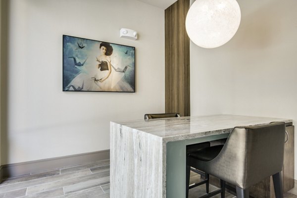 Clubhouse featuring modern design elements at 1414 Texas Downtown Apartments