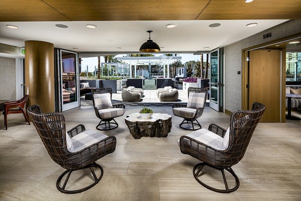 Elegant clubhouse with modern design at Palisade at Westfield UTC Apartments, San Diego