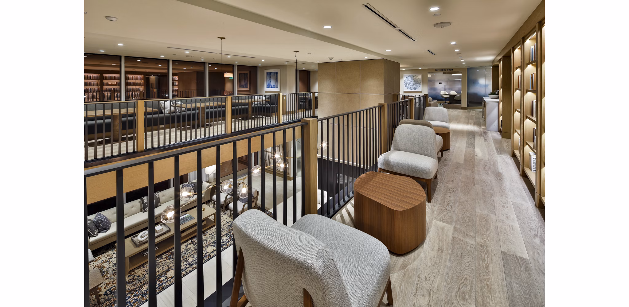 Stylish clubhouse with modern furniture at Palisade at Westfield UTC Apartments, a luxury property