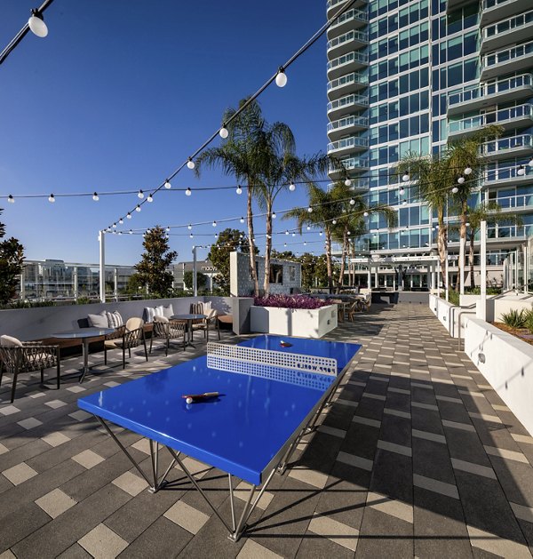 Patio with stylish outdoor seating at Palisade at Westfield UTC Apartments