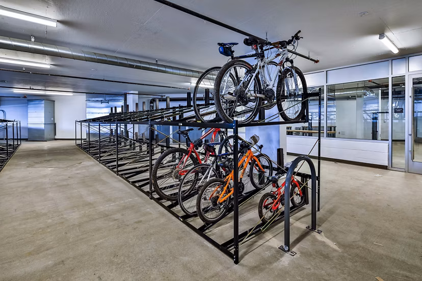 Secure bike storage at Palisade at Westfield UTC Apartments