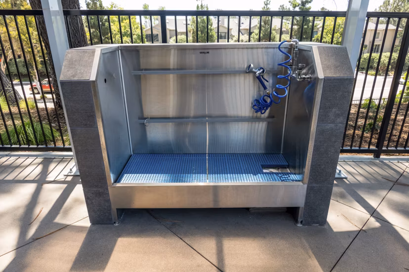 Dog wash station at Palisade at Westfield UTC luxury apartments, designed for pet owners seeking convenience and comfort