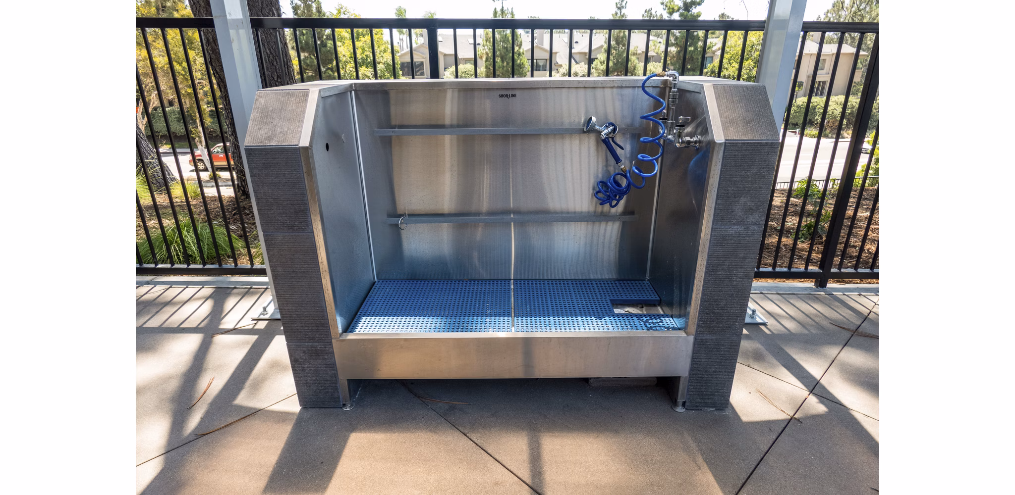 Dog wash station at Palisade at Westfield UTC luxury apartments, designed for pet owners seeking convenience and comfort