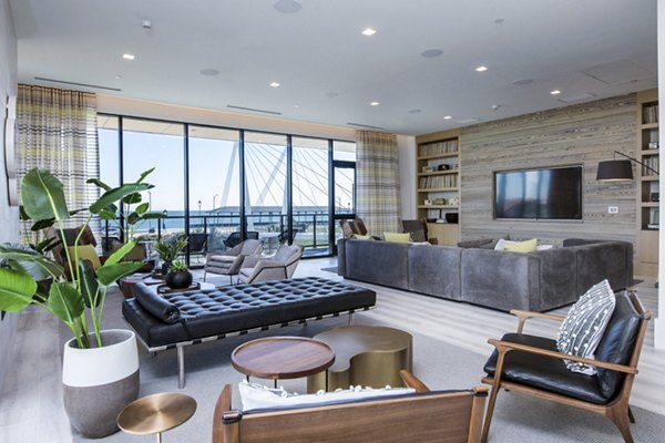 Clubhouse with contemporary design and vibrant decor at 500 Ocean Ave Apartments