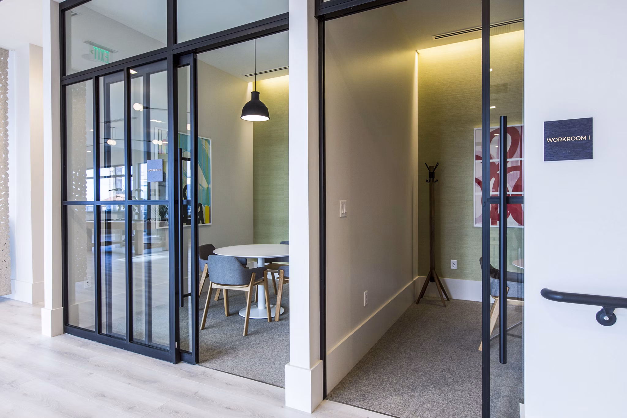 Modern meeting facility with flexible seating arrangements at 500 Ocean Ave Apartments