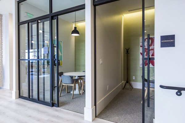 Modern meeting facility with flexible seating arrangements at 500 Ocean Ave Apartments