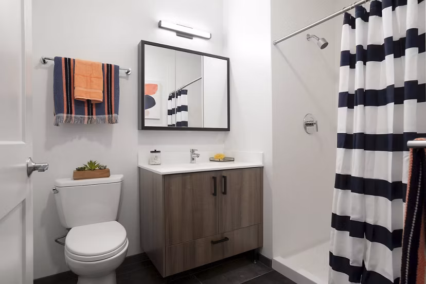 Modern bathroom with sleek fixtures at Watermark Central Apartments