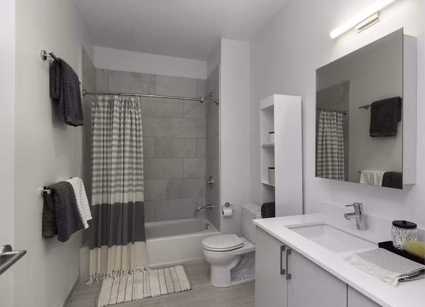 Modern bathroom with sleek fixtures at Watermark Central Apartments