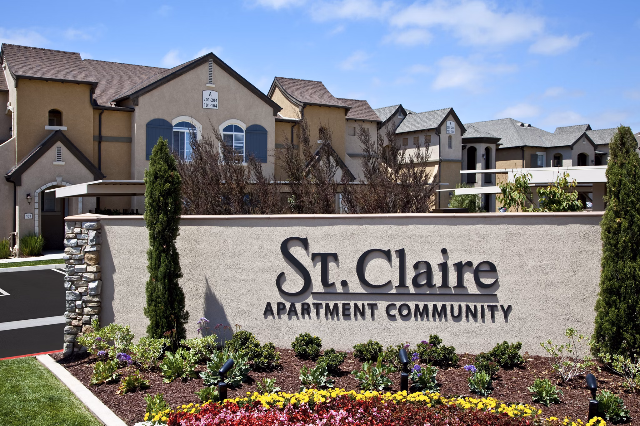 signage at St. Claire Apartment Homes