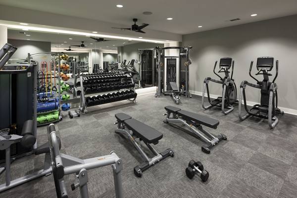 fitness center at E6 Apartments