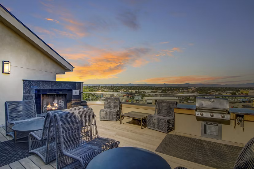 Outdoor community grill area at Mason at Alameda Station Apartments, perfect for social gatherings and barbecues