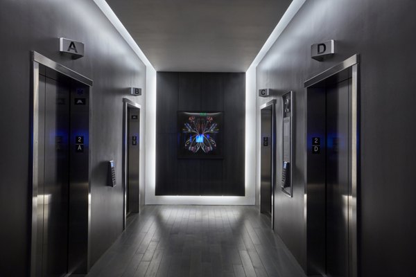 Modern hallway with elegant lighting at Jasper Apartments, luxury living by Greystar in an upscale community