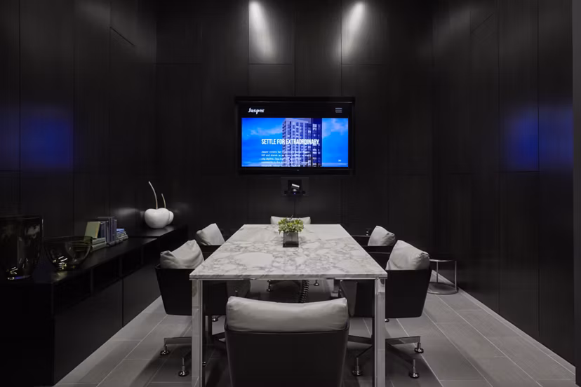 Modern meeting facility with sleek design at Jasper Apartments, perfect for productive gatherings