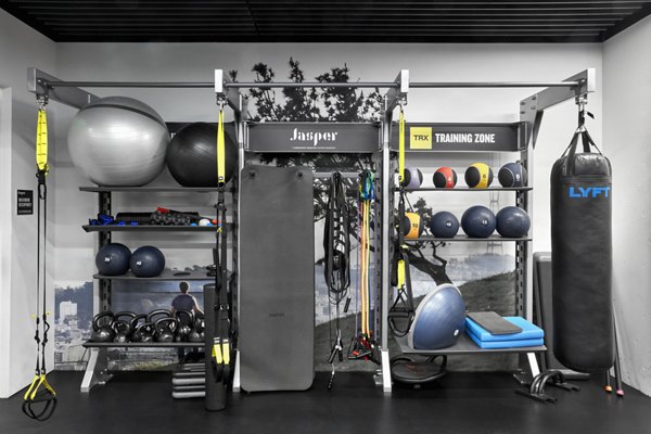 State-of-the-art fitness center with modern equipment at Jasper Apartments