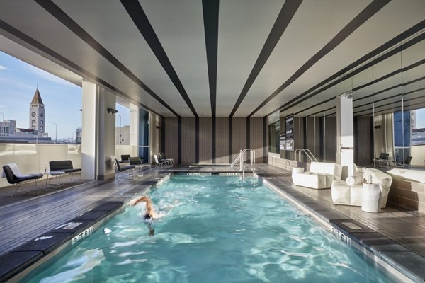 Luxury rooftop pool offering city views at Jasper Apartments, a Greystar community