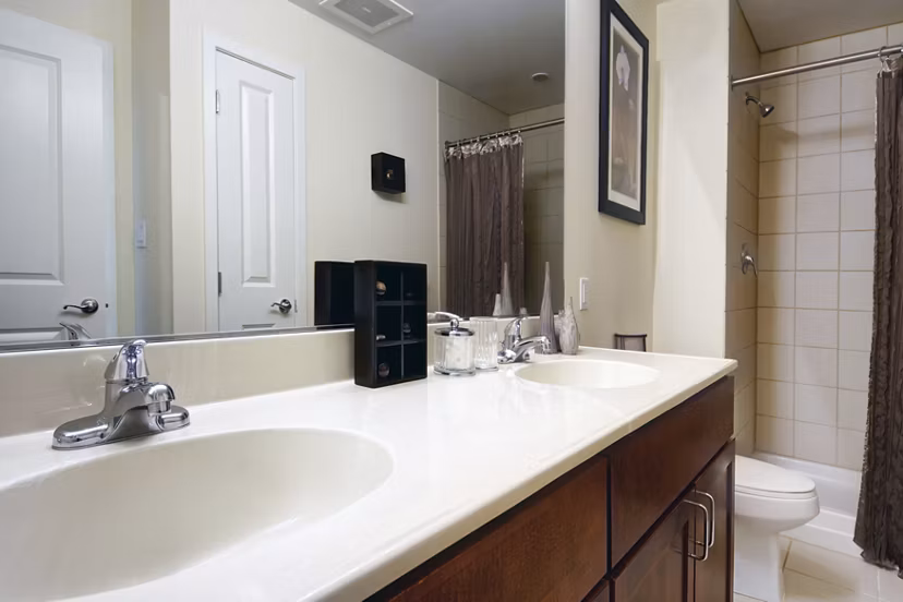 Bathroom with modern fixtures and elegant design in Edgewater Apartments