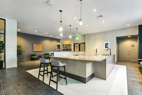 Clubhouse lounge with modern decor at Edgewater Apartments