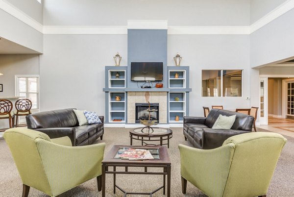 Modern clubhouse with stylish seating at Copper Chase at Stones Crossing Apartments in a luxury setting