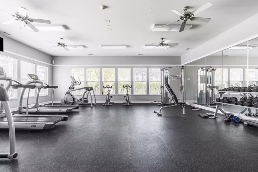 Modern fitness center featuring state-of-the-art equipment at Copper Chase at Stones Crossing Apartments