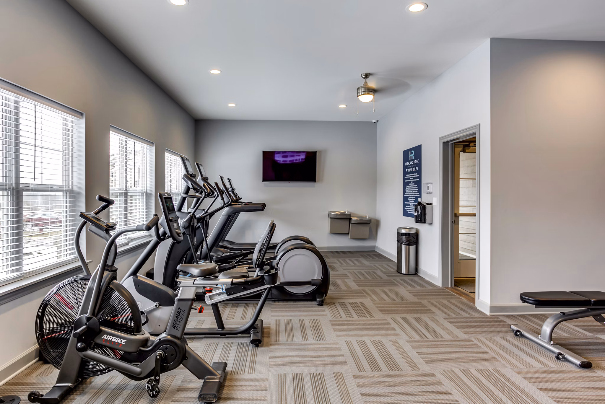 fitness center at Highland Ridge Apartments